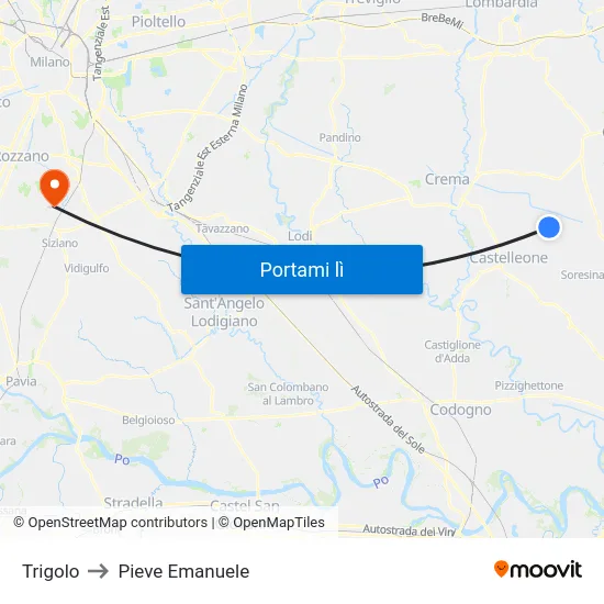Trigolo to Pieve Emanuele map