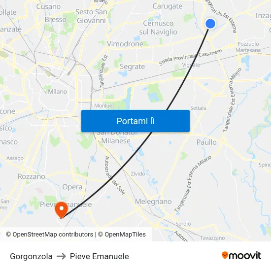 Gorgonzola to Pieve Emanuele map