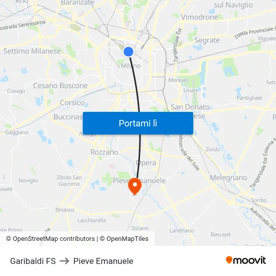 Garibaldi FS to Pieve Emanuele map