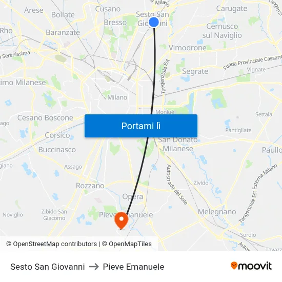 Sesto San Giovanni to Pieve Emanuele map