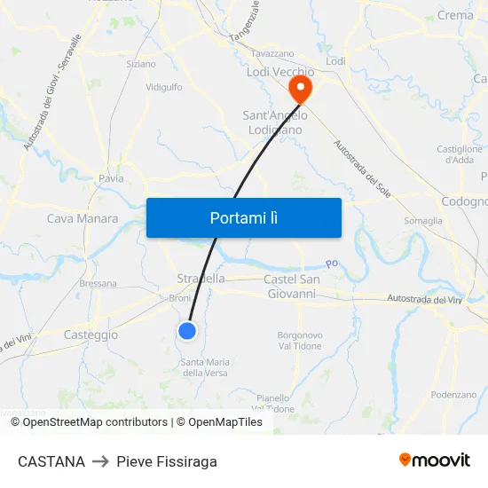 CASTANA to Pieve Fissiraga map