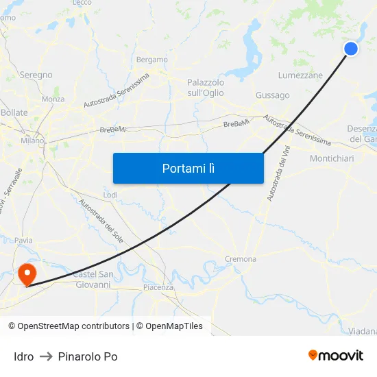 Idro to Pinarolo Po map