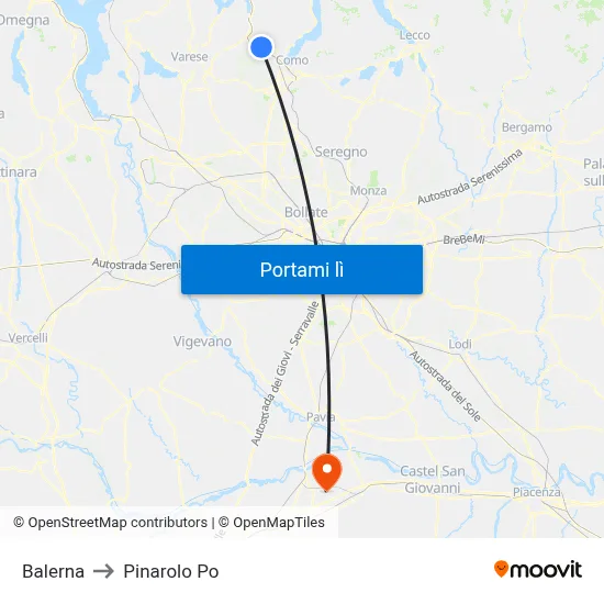 Balerna to Pinarolo Po map