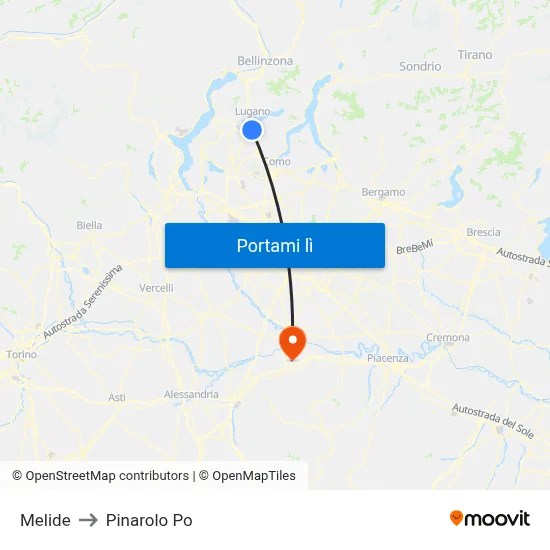 Melide to Pinarolo Po map