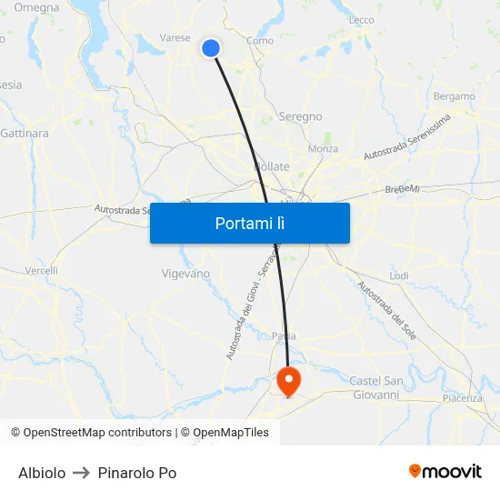 Albiolo to Pinarolo Po map