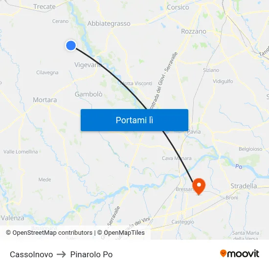 Cassolnovo to Pinarolo Po map