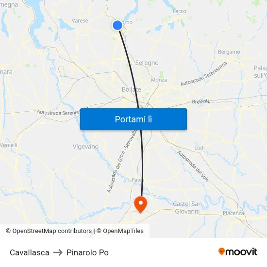 Cavallasca to Pinarolo Po map