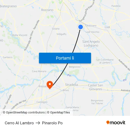 Cerro Al Lambro to Pinarolo Po map