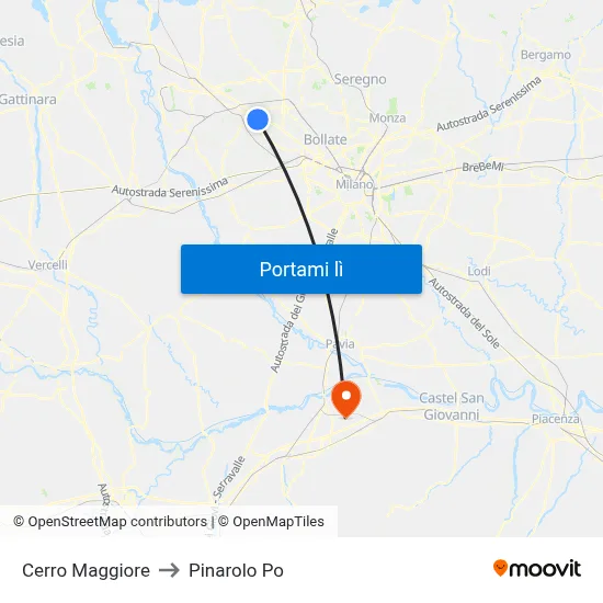 Cerro Maggiore to Pinarolo Po map