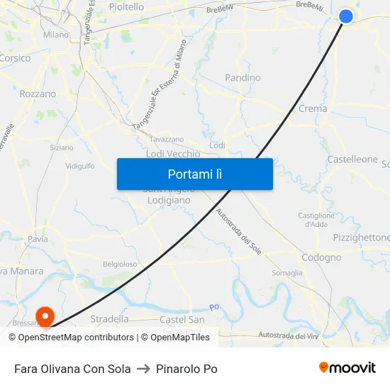 Fara Olivana Con Sola to Pinarolo Po map