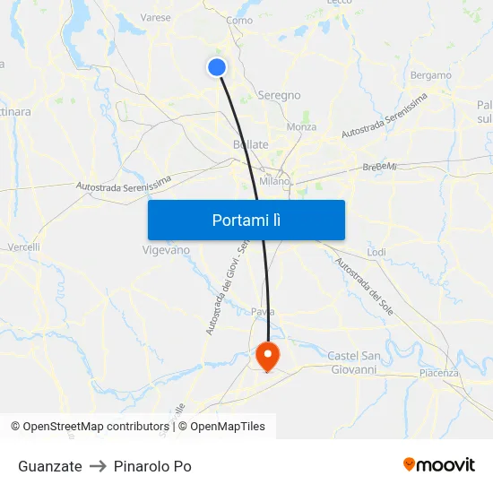 Guanzate to Pinarolo Po map