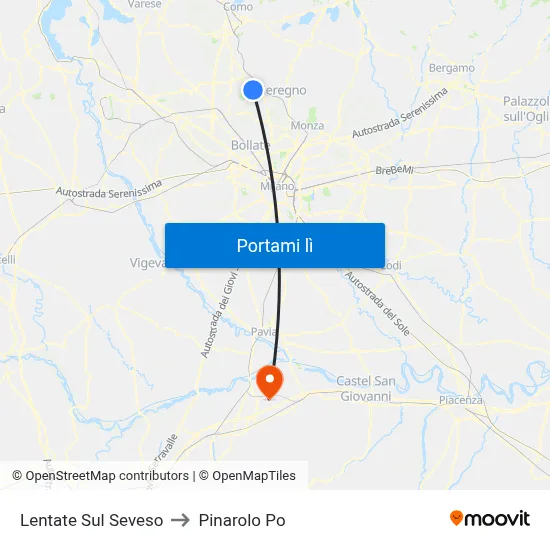 Lentate Sul Seveso to Pinarolo Po map