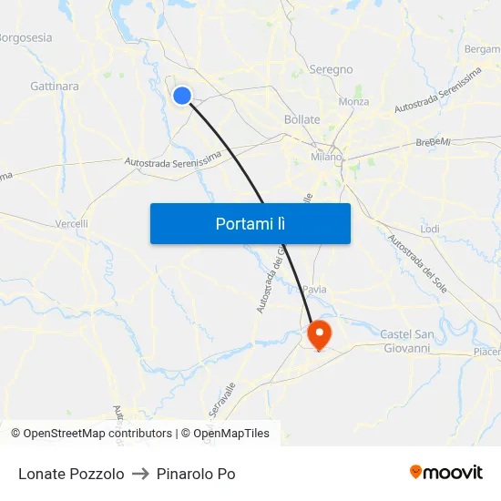 Lonate Pozzolo to Pinarolo Po map