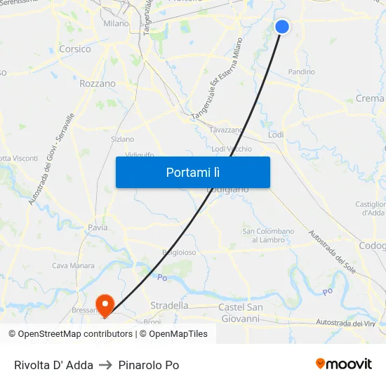 Rivolta D' Adda to Pinarolo Po map