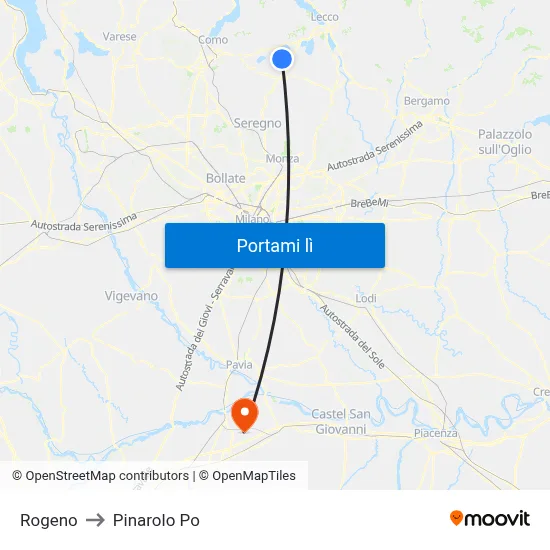 Rogeno to Pinarolo Po map