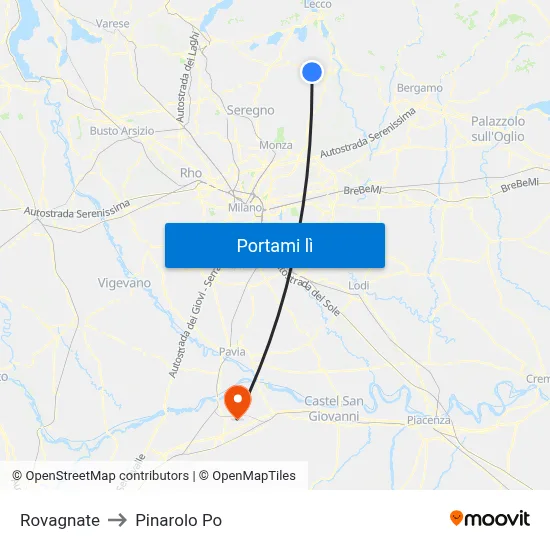 Rovagnate to Pinarolo Po map