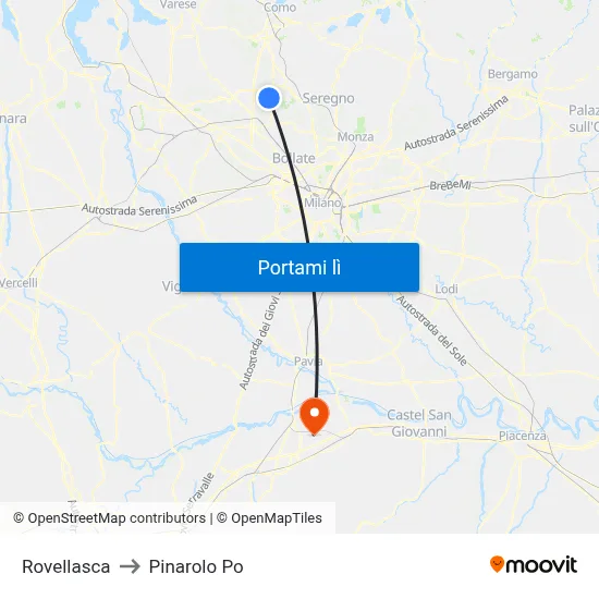 Rovellasca to Pinarolo Po map