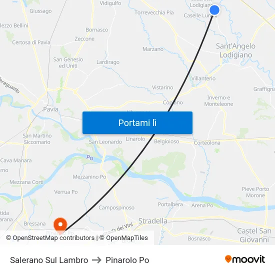 Salerano Sul Lambro to Pinarolo Po map