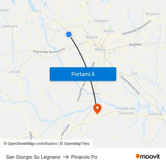 San Giorgio Su Legnano to Pinarolo Po map