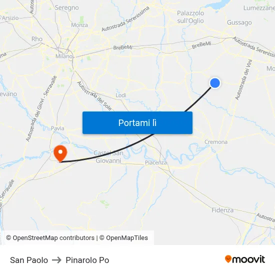 San Paolo to Pinarolo Po map