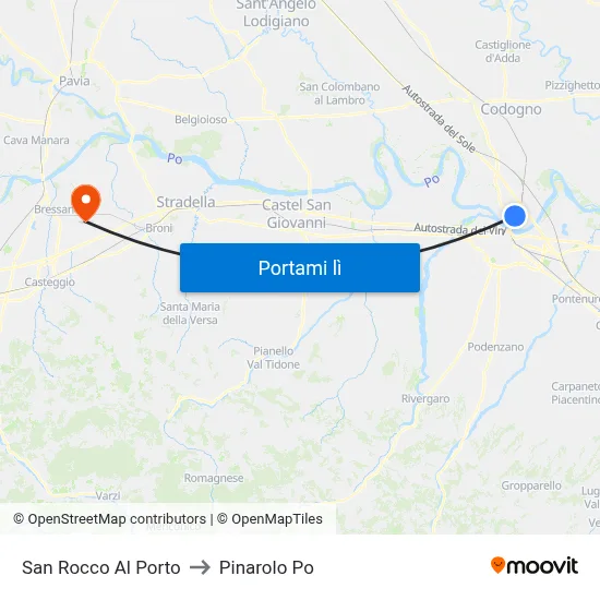 San Rocco Al Porto to Pinarolo Po map
