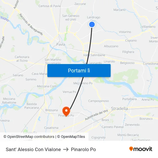 Sant' Alessio Con Vialone to Pinarolo Po map