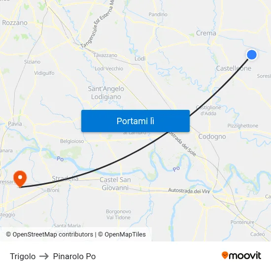 Trigolo to Pinarolo Po map