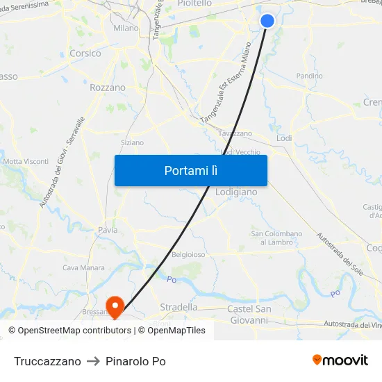 Truccazzano to Pinarolo Po map