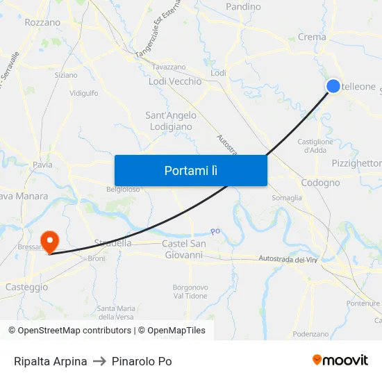 Ripalta Arpina to Pinarolo Po map