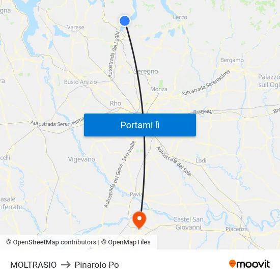 MOLTRASIO to Pinarolo Po map