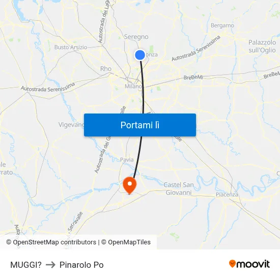 MUGGI? to Pinarolo Po map