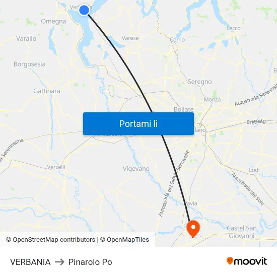 VERBANIA to Pinarolo Po map