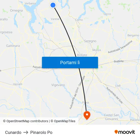 Cunardo to Pinarolo Po map