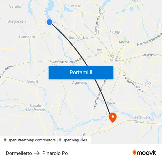 Dormelletto to Pinarolo Po map