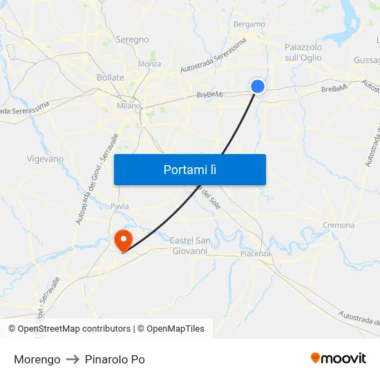 Morengo to Pinarolo Po map