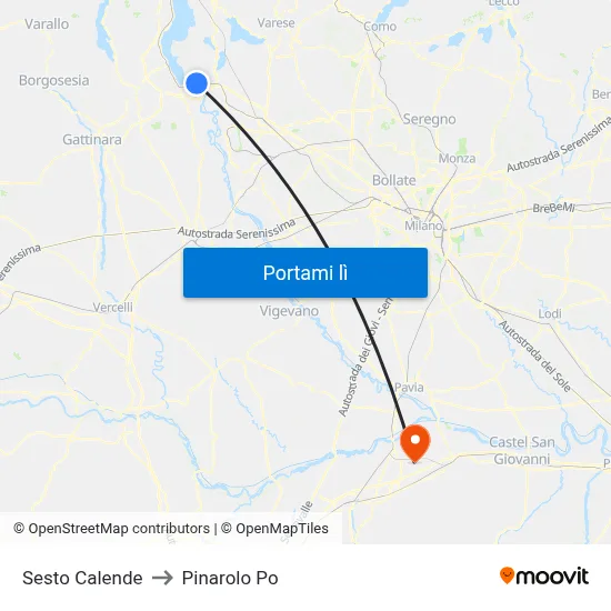 Sesto Calende to Pinarolo Po map