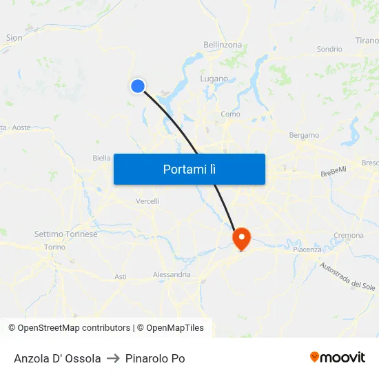 Anzola D' Ossola to Pinarolo Po map