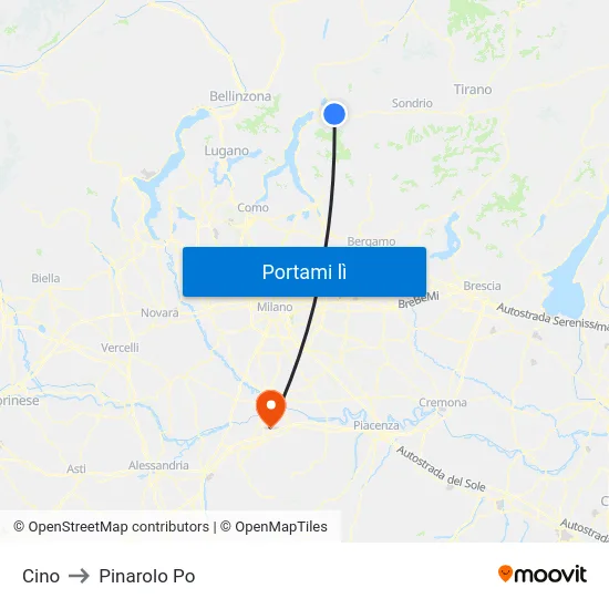 Cino to Pinarolo Po map