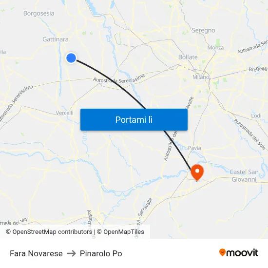 Fara Novarese to Pinarolo Po map