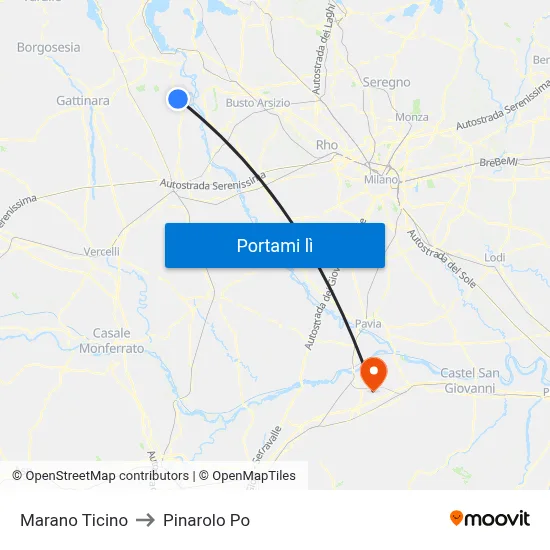 Marano Ticino to Pinarolo Po map