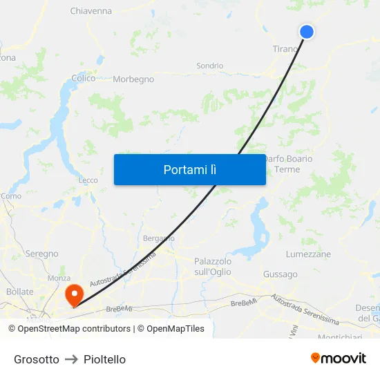 Grosotto to Pioltello map