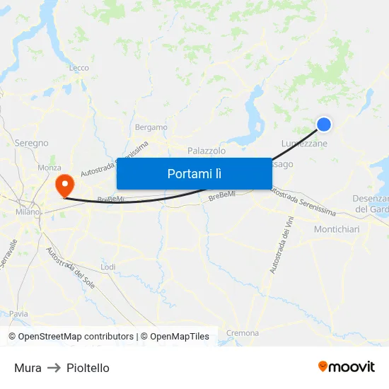 Mura to Pioltello map