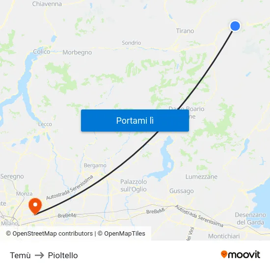 Temù to Pioltello map