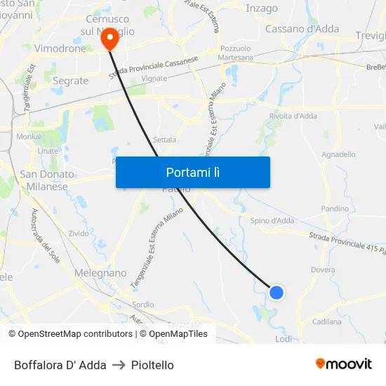 Boffalora D' Adda to Pioltello map