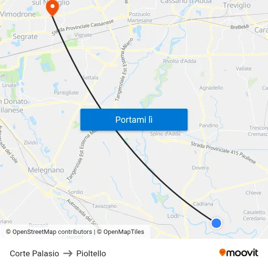 Corte Palasio to Pioltello map