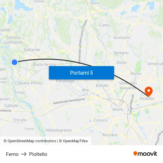 Ferno to Pioltello map