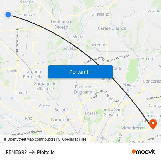 FENEGR? to Pioltello map