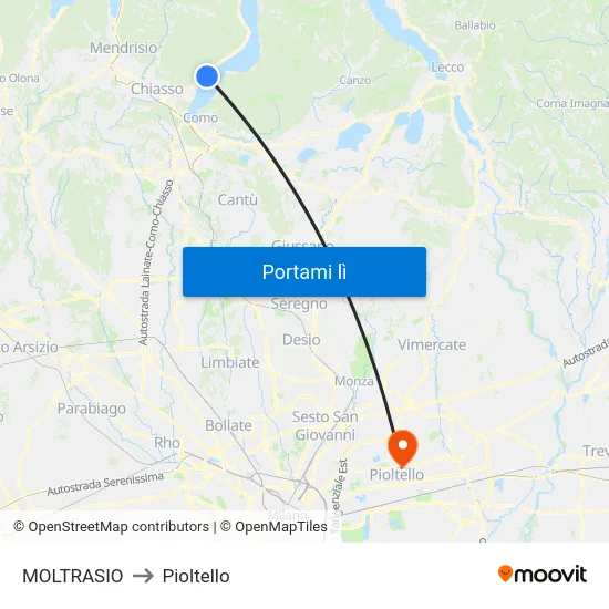 MOLTRASIO to Pioltello map