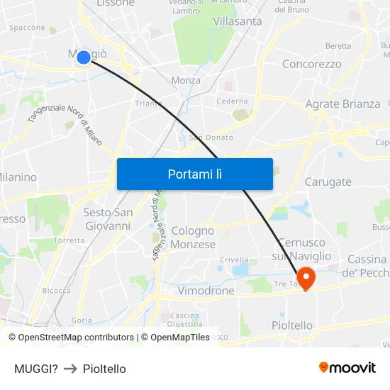 MUGGI? to Pioltello map