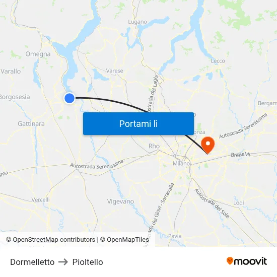 Dormelletto to Pioltello map